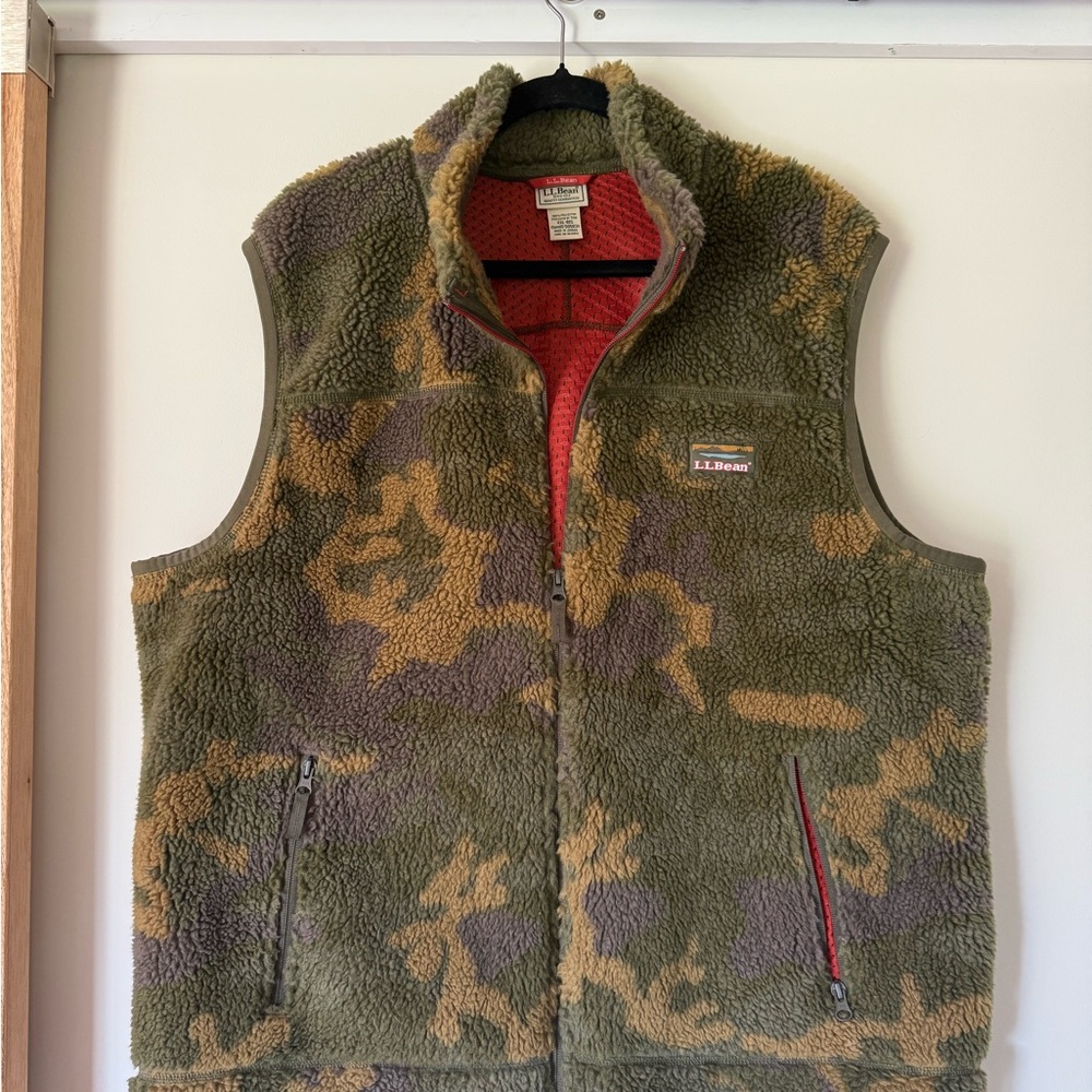 L.L. Bean Red and Gray Fleece Vest